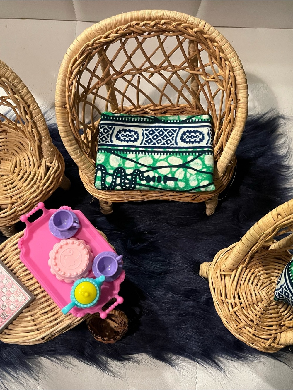 Barbie size wicker furniture set with accessories